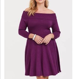 Torrid berryshimmer off the shoulder sweaterdress